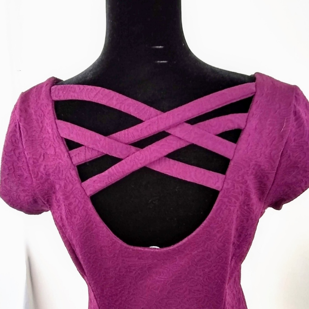 Maurices Women's Med Dress Purple Short Sleeves - Picture 4 of 5